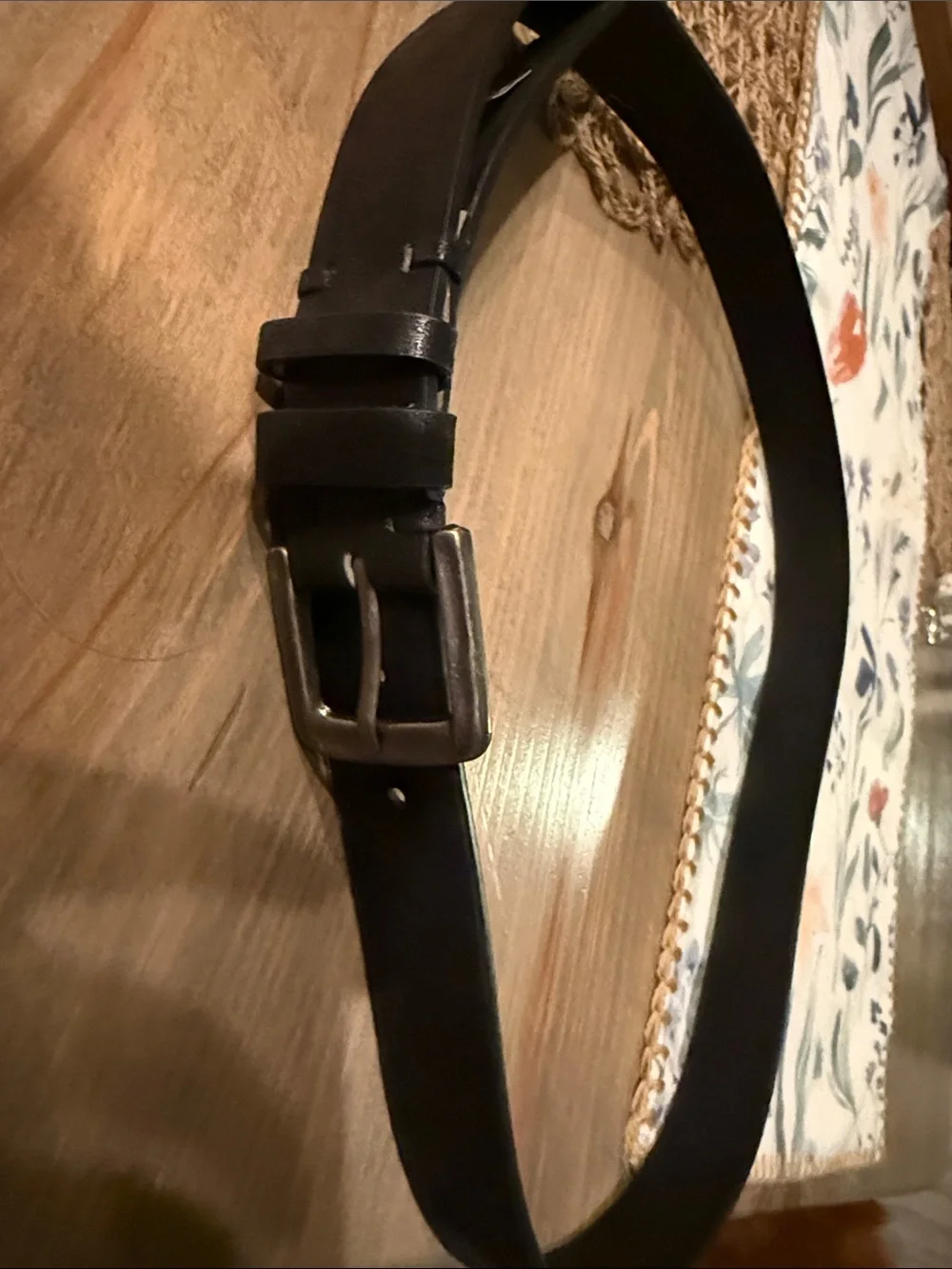BKE Black Leather Casual Belt with Metal Buckle